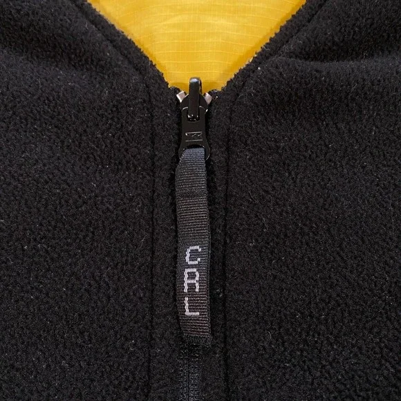 VINTAGE Chaps Ralph Lauren Reversible Vest Jacket Adult XL Black Yellow Fleece - Picture 10 of 11